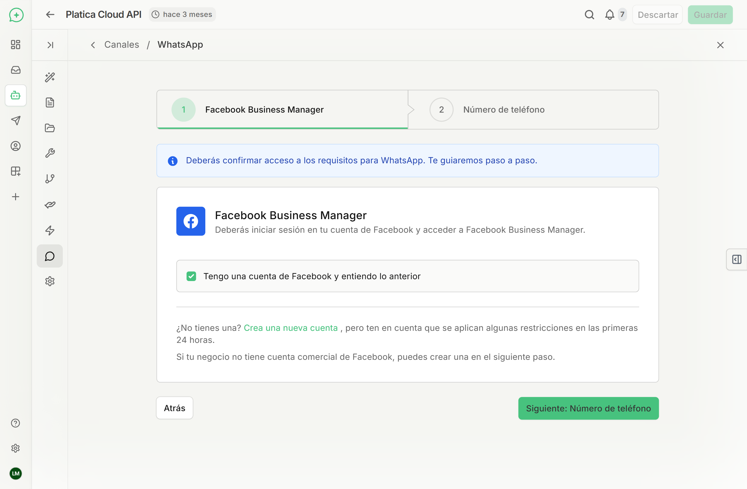 Pantalla solicitando aceptar los accesos de Meta